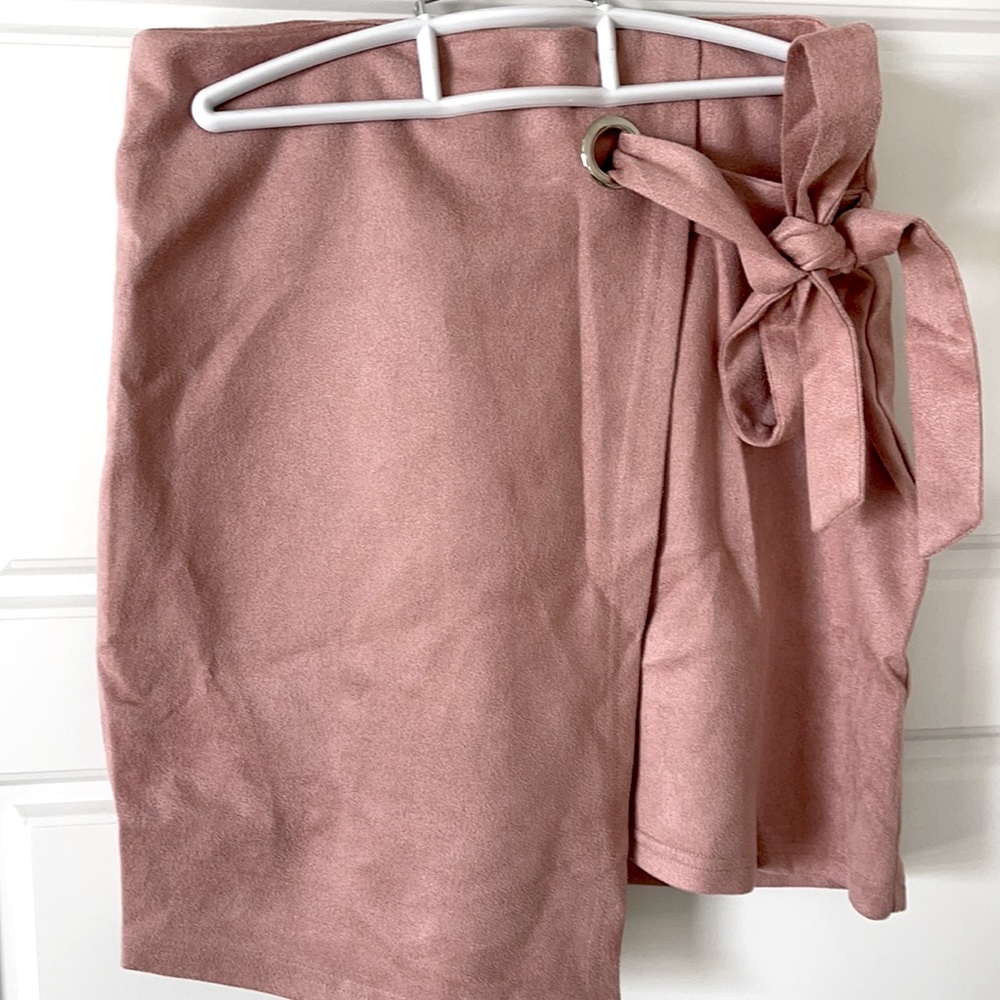 Pink suede skirt